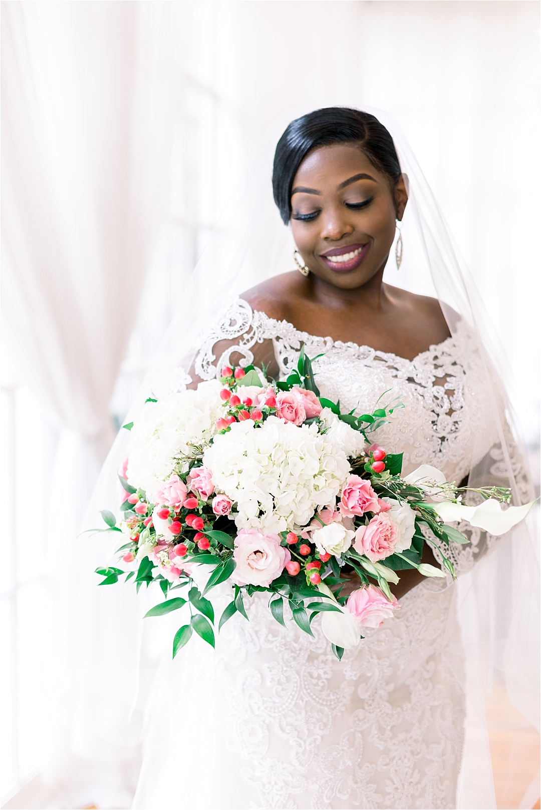 bride with spring inspired floral bouquet_Photos by Leigh Wolfe, Atlanta's Top Wedding Photographer