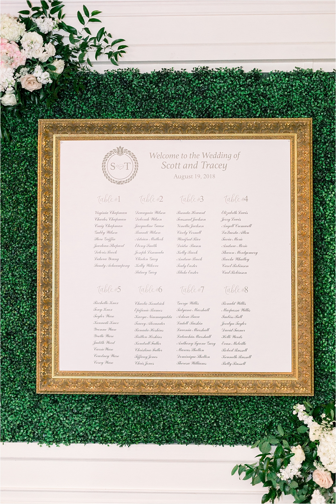 framed seating chart for reception_Photos by Leigh Wolfe, Atlanta's Top Wedding Photographer