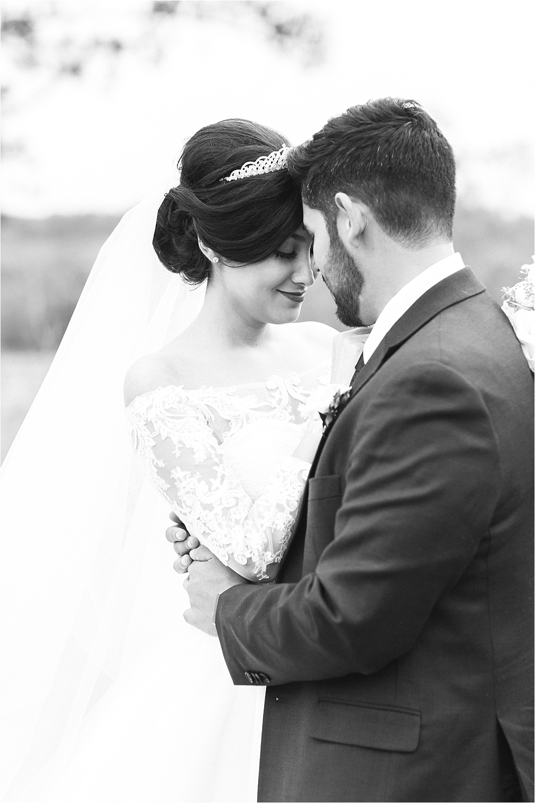 black and white portrait of bride and groom _Photos by Leigh Wolfe, Atlanta's Top Wedding Photographer