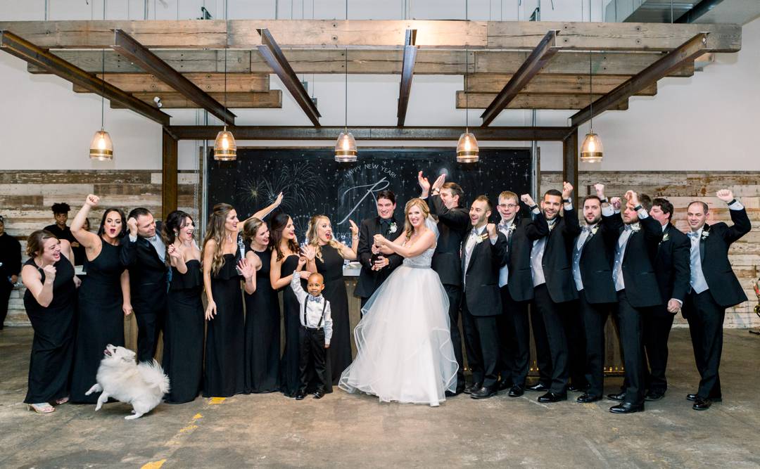 FUN bridal party photos! NYE wedding at the Stave Room by Atlanta wedding photographer Leigh Wolfe Photography.