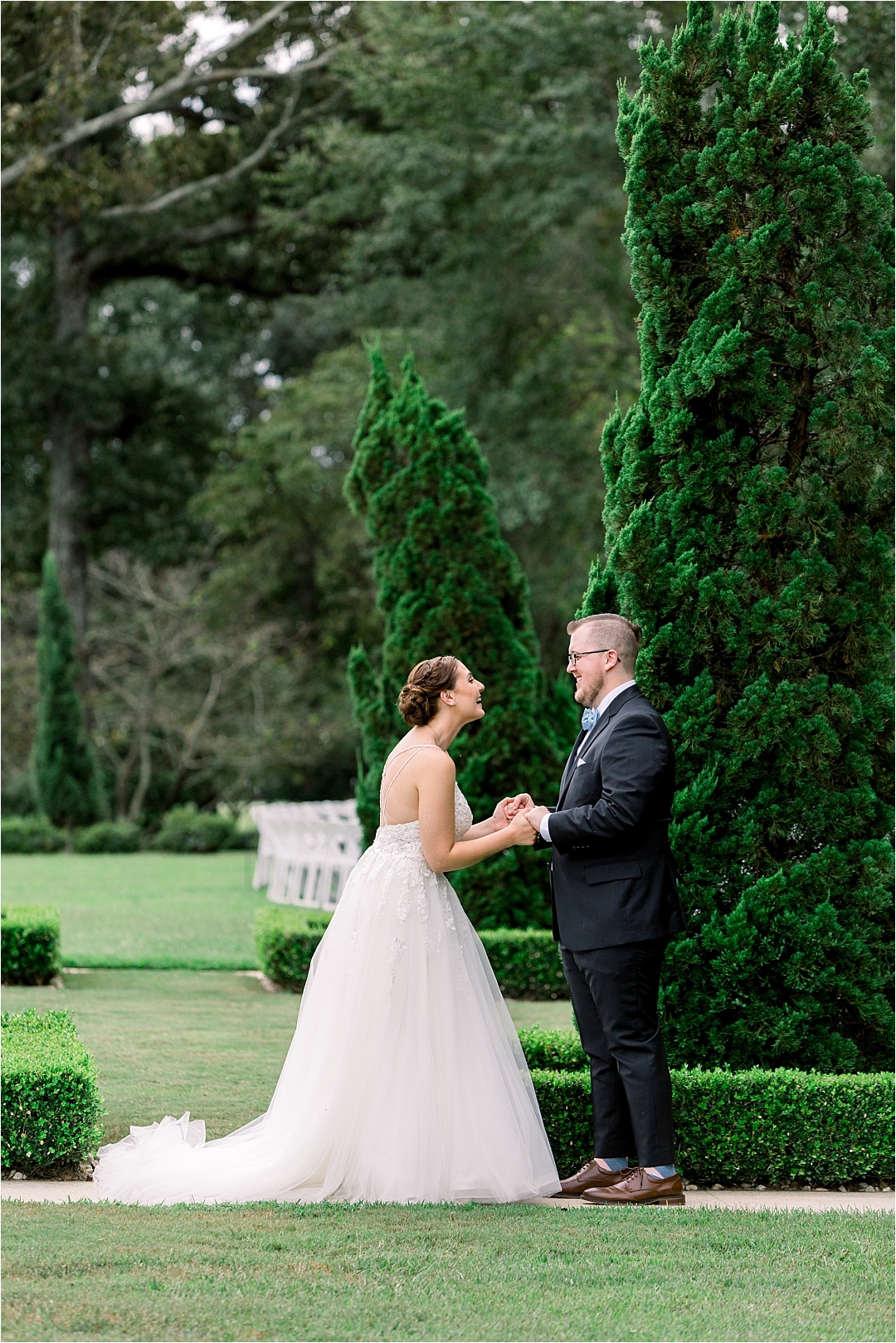 bride and groom first look)Photos by Leigh Wolfe, Atlanta's Top Wedding Photographer