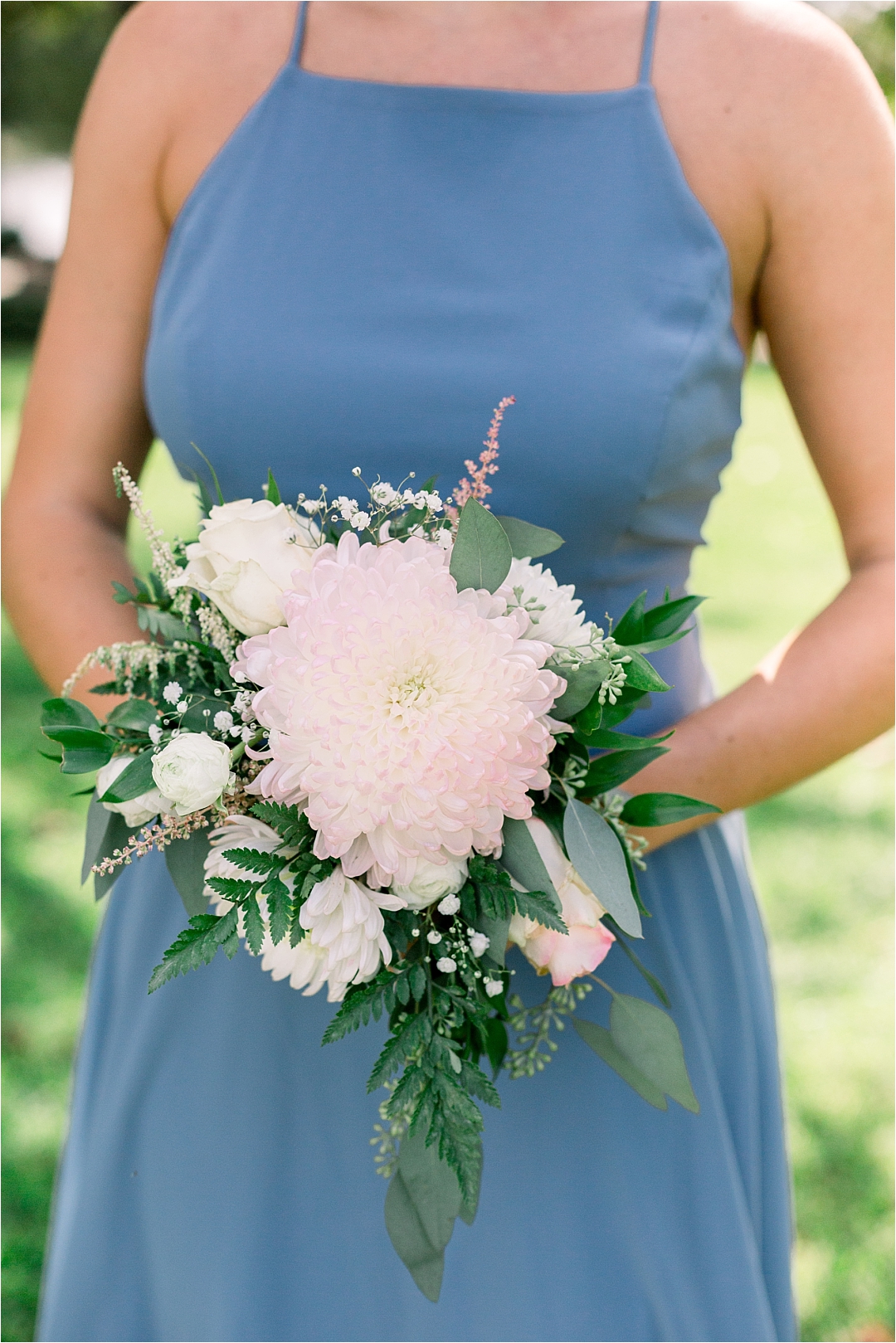 light blue bridesmaid dress with summer floral_Photos by Leigh Wolfe, Atlanta's Top Wedding Photographer