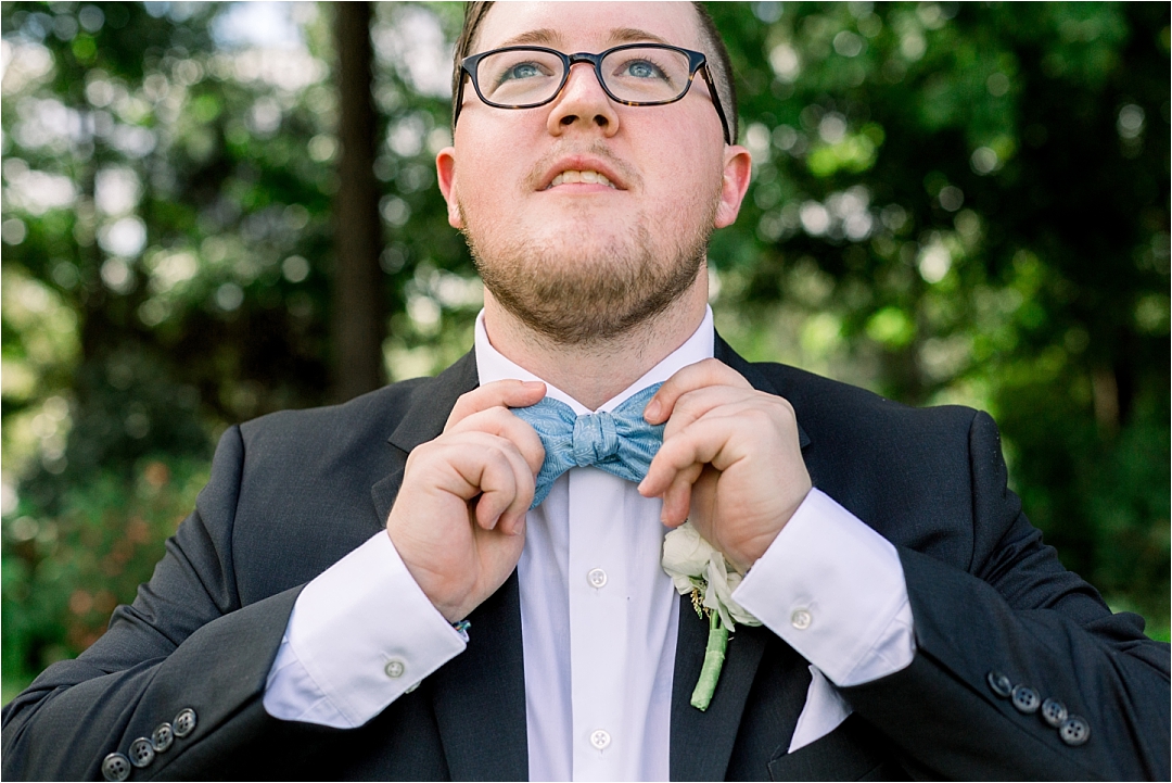 groom with blue bowtie_Photos by Leigh Wolfe, Atlanta's Top Wedding Photographer