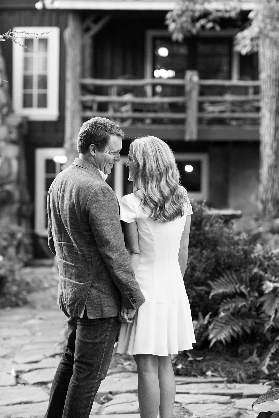 black and white outdoor engagement photo_Photos by Leigh Wolfe, Atlanta's Top Wedding Photographer