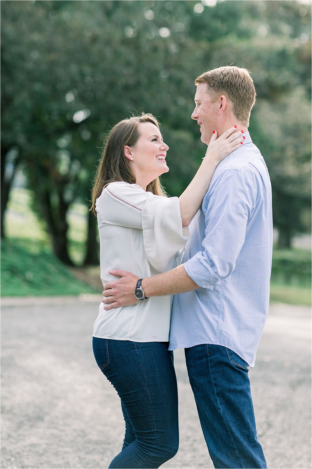 playful couple laughing at engagement session_Photos by Leigh Wolfe, Atlanta's Top Wedding Photographer