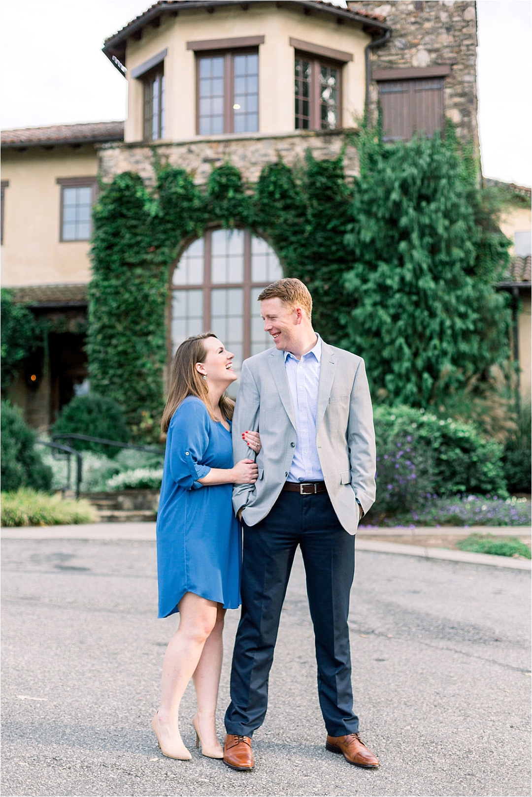 couple standing in front of winery_Photos by Leigh Wolfe, Atlanta's Top Wedding Photographer