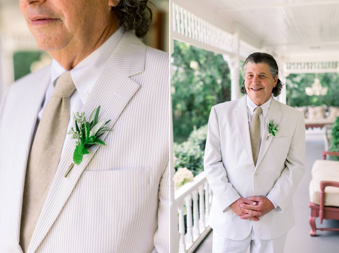 A first look with dad at Mike and Olivia's wedding on private property in Atlanta by Leigh Wolfe Photography.