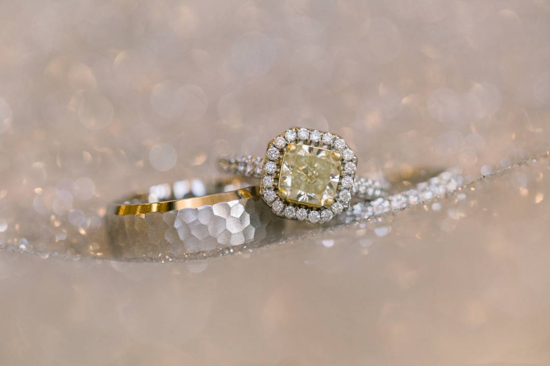Bride's canary yellow diamond ring by Leigh Wolfe Photography