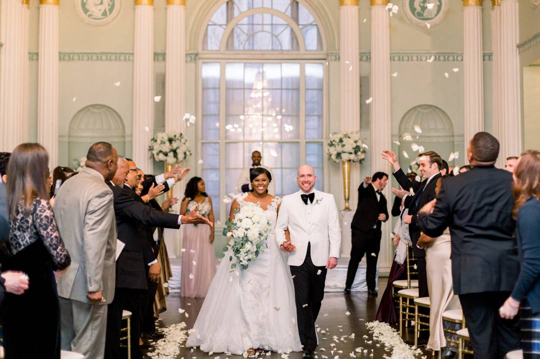 Recessional in the Georgian Ballroom. A Winter Wonderland Wedding at the Biltmore Ballrooms in Atlanta, GA by Leigh Wolfe Photography
