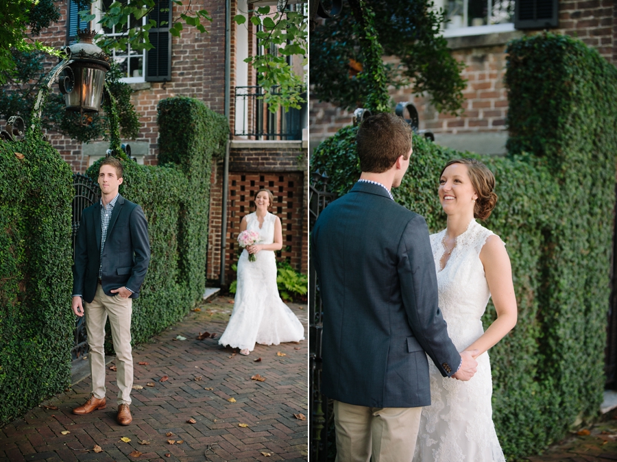 First Look_Downtown Savannah Garden Wedding_Leigh Wolfe Photography_Wedding Photography