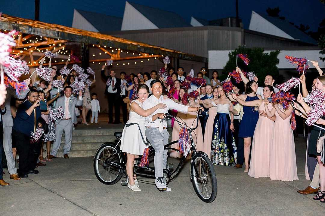 Tandem Bike Reception Exit, Photos by Leigh Wolfe, Atlanta's top wedding photographer