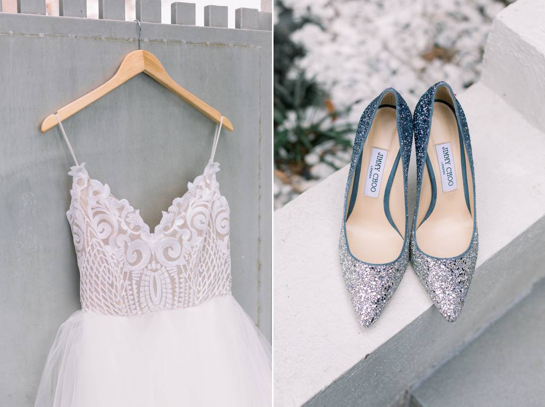 Dusty blue wedding details at this NYE wedding at the Stave Room by Atlanta wedding photographer Leigh Wolfe Photography.