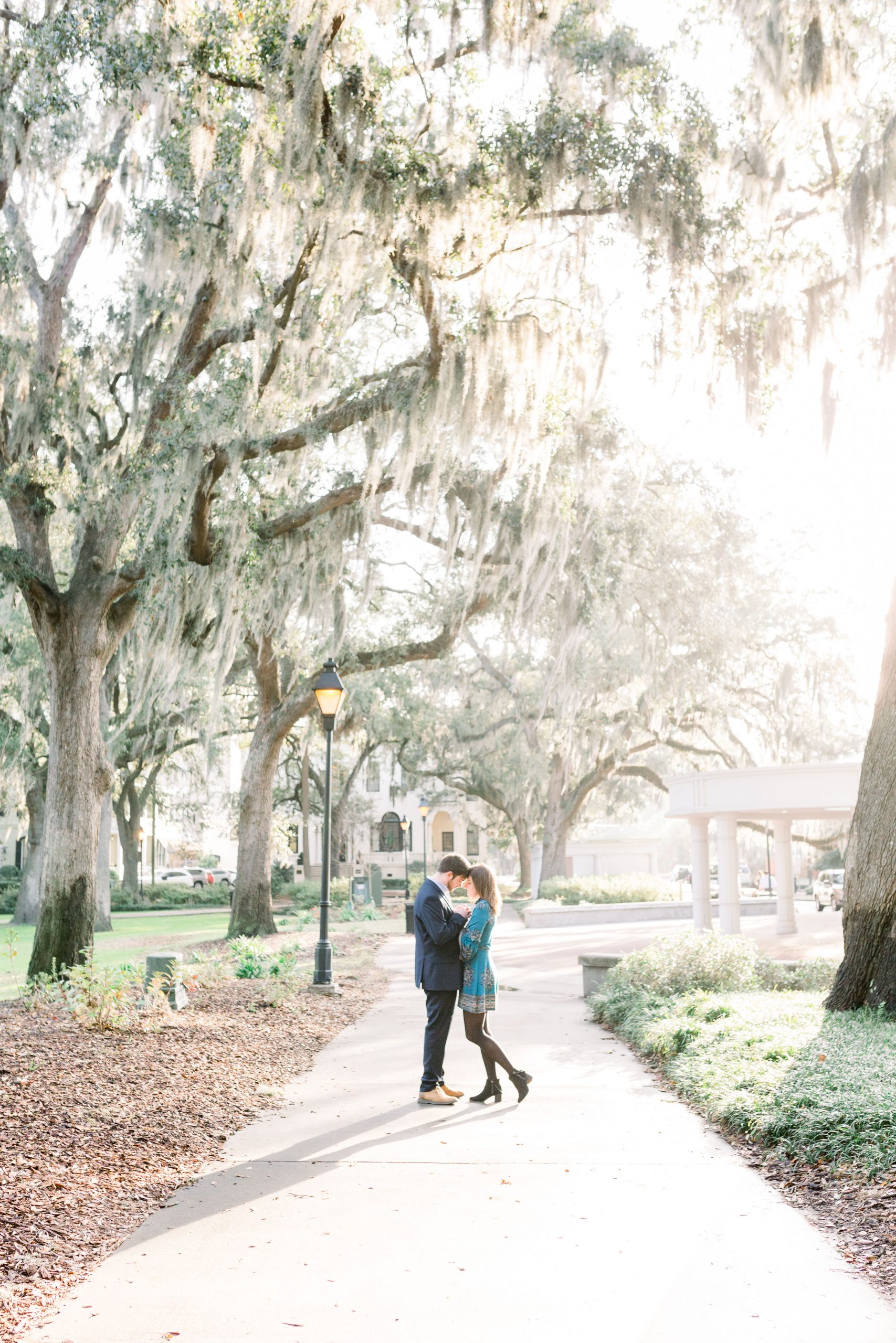 light filled, romantic engagement photos in historic Savannah by Leigh Wolfe Photography